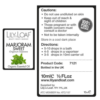 Marjoram 10ml (Organic) - label information