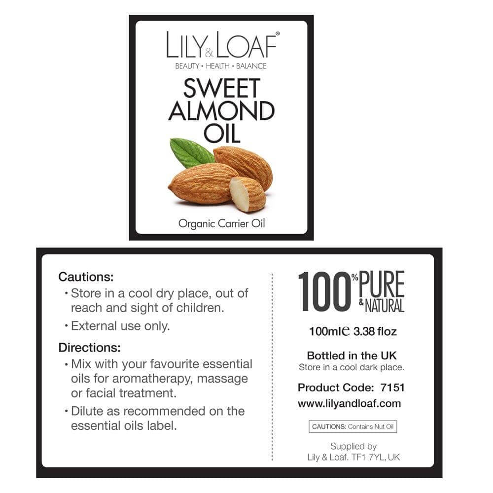 Sweet Almond Organic Carrier Oil label information