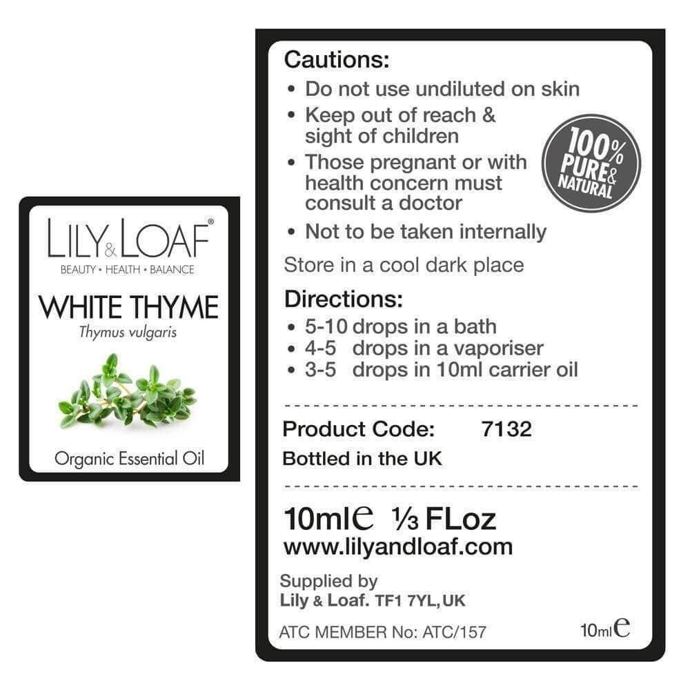 Thyme 10ml (Organic) label information