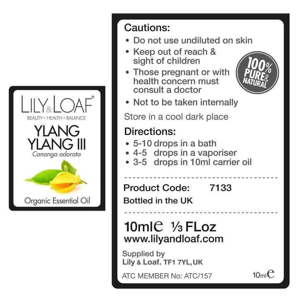 Ylang Ylang III 10ml (Organic) -label information