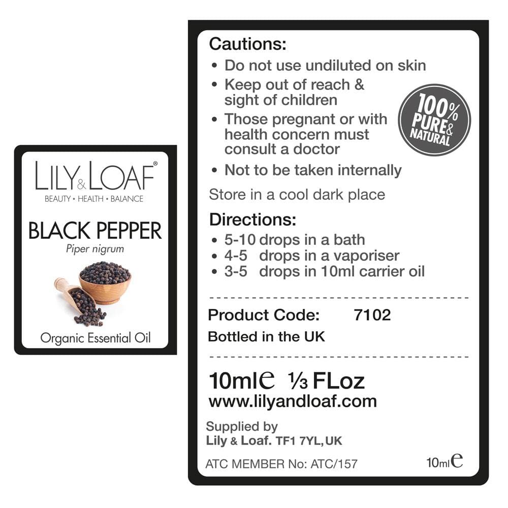 Lily and Loaf - Black Pepper Organic Essential Oil (10ml) - Essential Oil