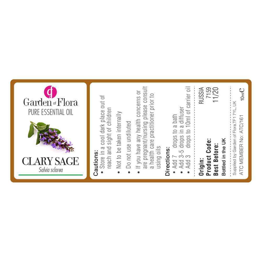 Garden of Flora - Clary Sage Pure Essential Oil 10ml - Essential Oil