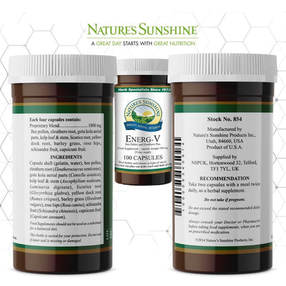 Nature’s Sunshine - Energ-V with Bee Pollen (100 Capsules) - Capsule