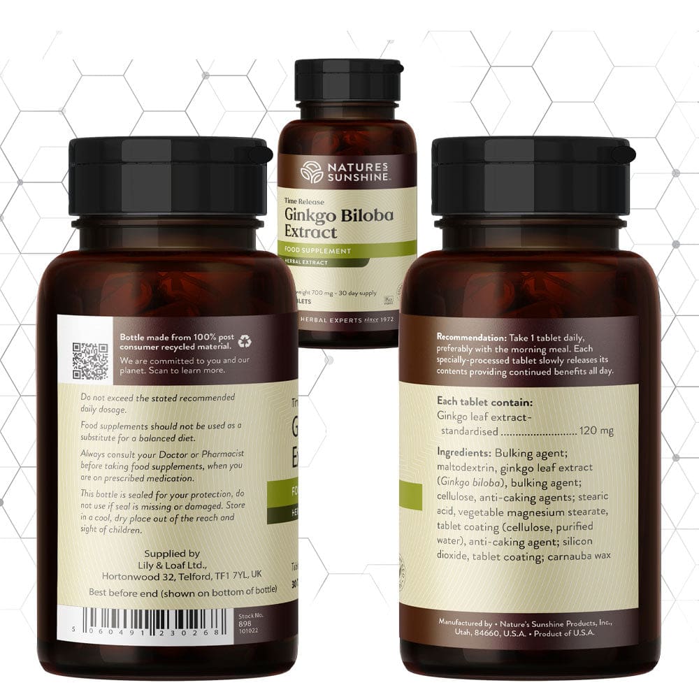 Nature’s Sunshine - Ginkgo Biloba Extract - Timed Release - Tablet