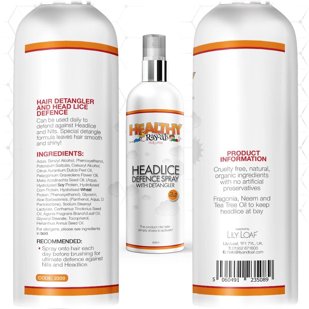 Healthy Rascals - Headlice Defence Spray & Detangler (200ml) - Liquid