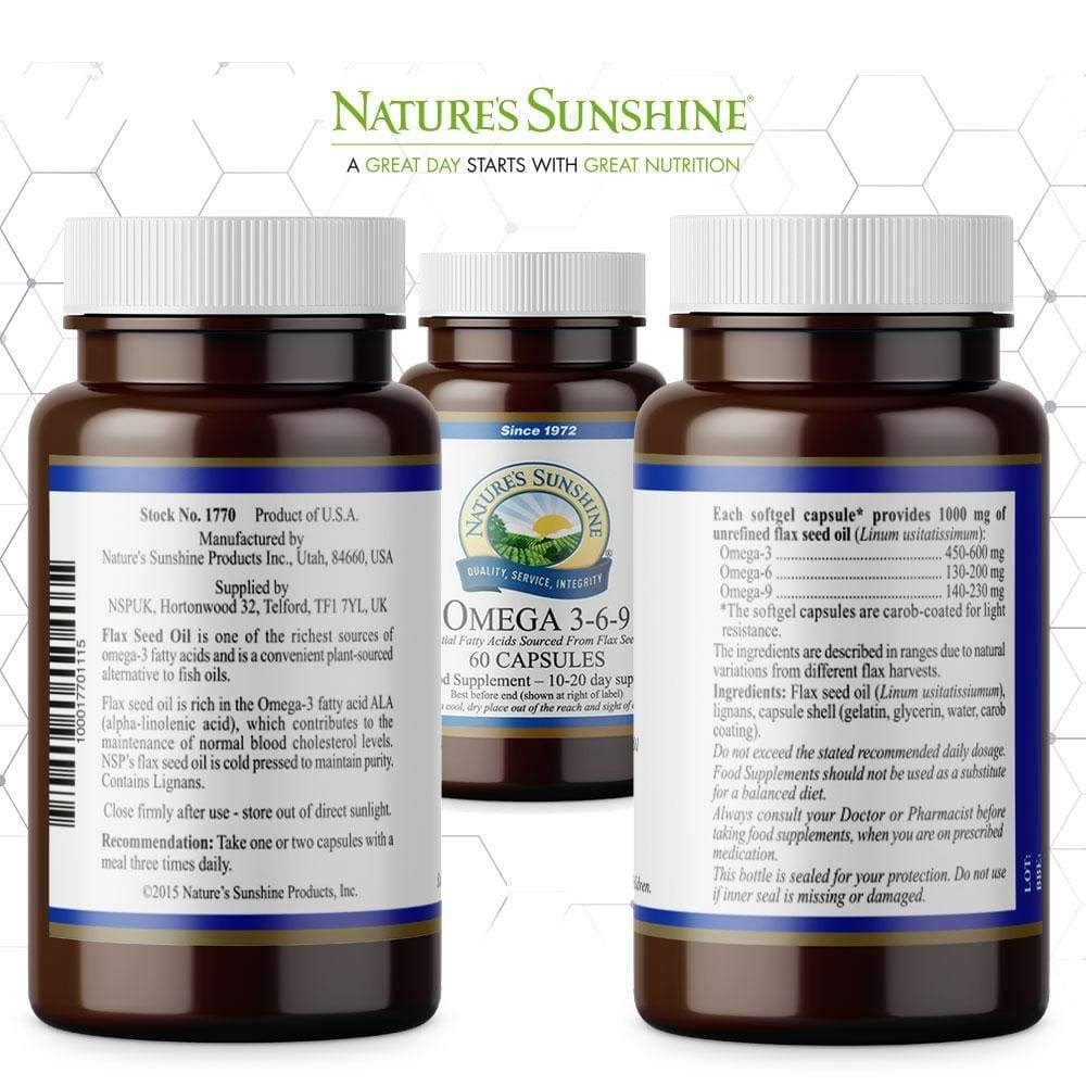 Nature’s Sunshine - Omega 3-6-9 - Flax Seed Oil (60 Softgel Capsules) - Softgel Capsule