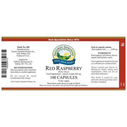 Natures Sunshine - Red Raspberry (100 Capsules) - Capsule