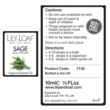 Lily & Loaf - Sage 10ml (Organic) - Essential Oil