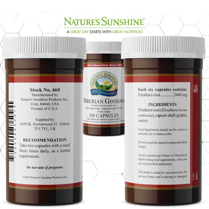 Nature’s Sunshine - Siberian Ginseng (100 Capsules) - Capsule