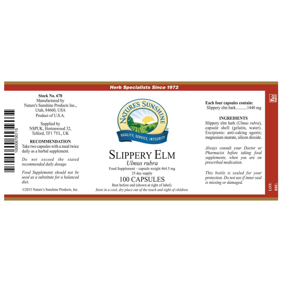 Natures Sunshine - Slippery Elm (100 Capsules) - Capsule