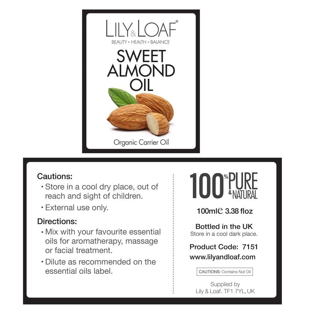 Lily and Loaf - Sweet Almond Organic Carrier Oil (100ml) - Carrier Oil